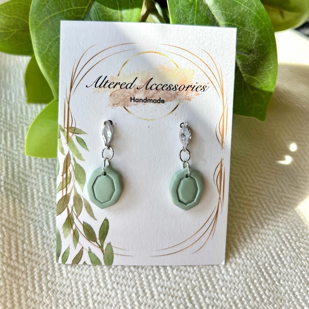 2/$30 Sage Green Dangle Earrings